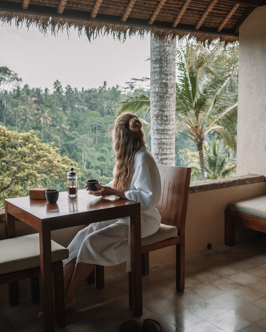 Drinking tea in the jungle in Bali