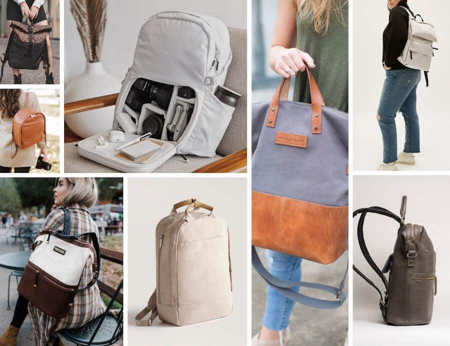 Collage of cute camera bags for women