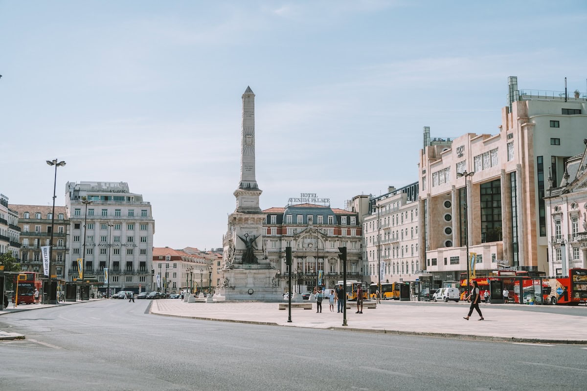 Main thoroughfare in Lisbon, Portugal that looks onto the Hotel Avenida Palace. 