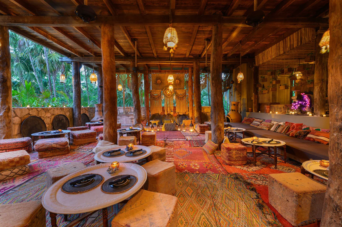 Restaurant interior at Nomade hotel in Tulum