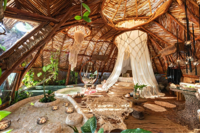Incredible bamboo architecture inside Azulik, Tulum