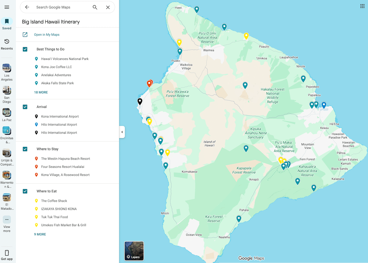 Example of different categories you can use on Google Maps