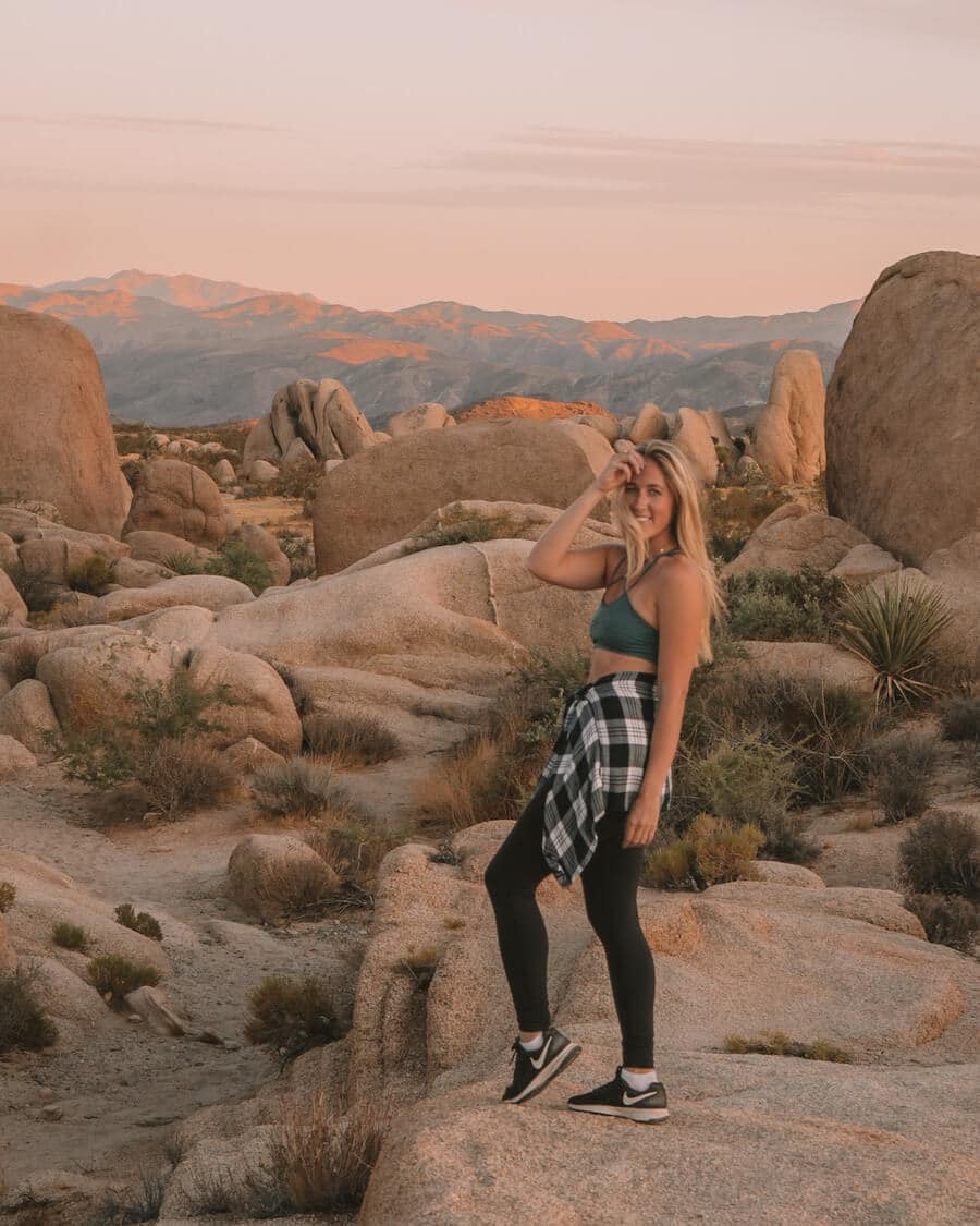 Hiking Joshua Tree National Park at sunset