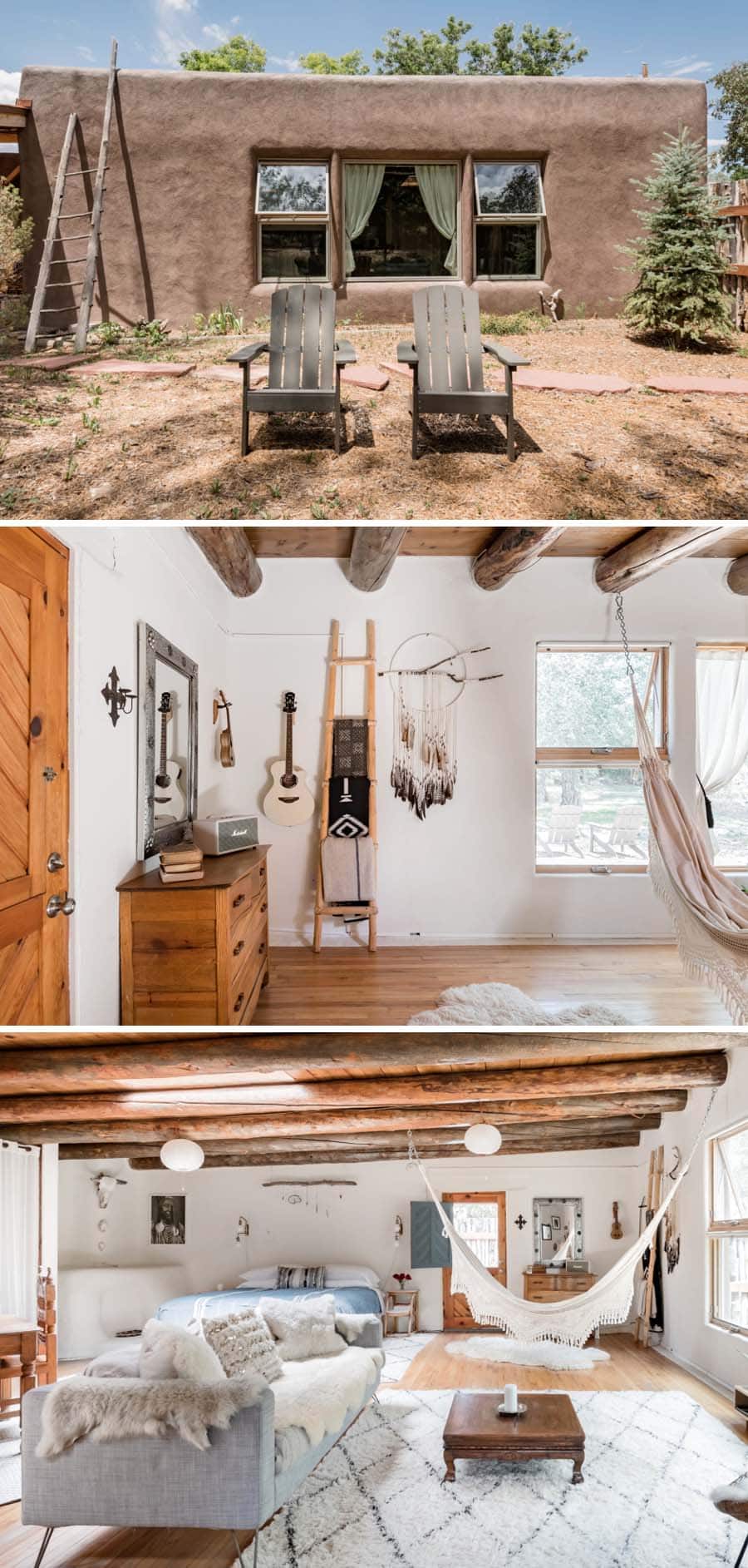 Bohemian style adobe Airbnb in Taos, New Mexico