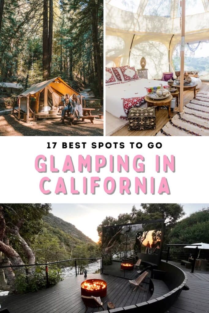 Pin cover for blog post on best glamping spots in California