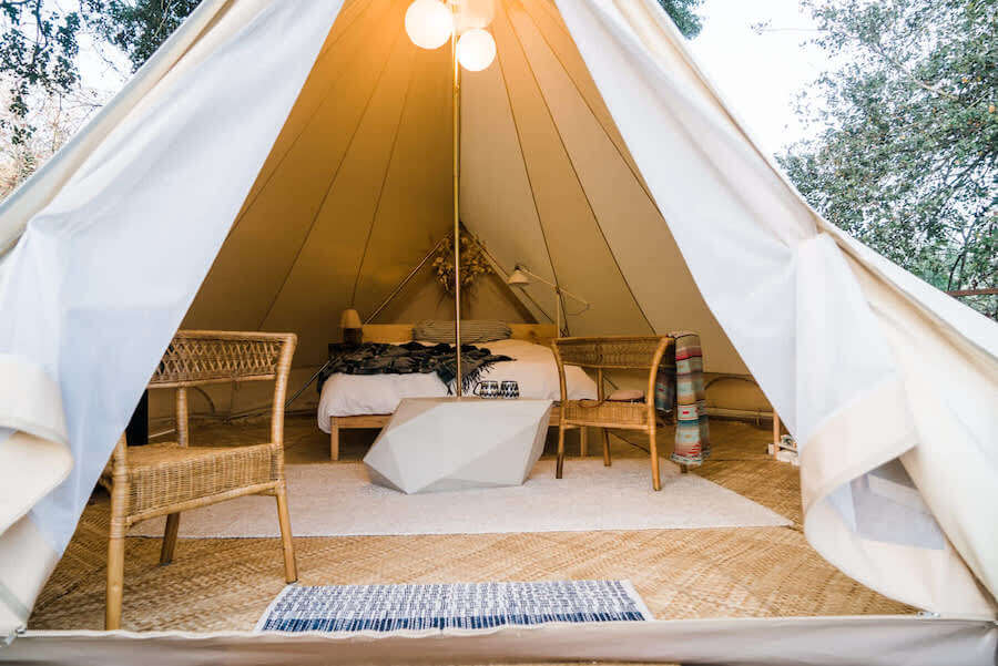 Glamping tent in California