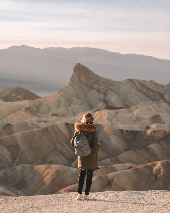 Standing in front of Zabriskie Point in Death Valley National Park