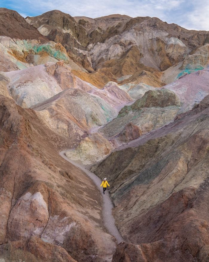 Trail through artist's palette, death valley