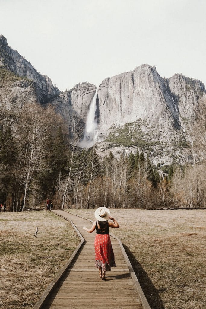 Girl on path in Yosemite National Park