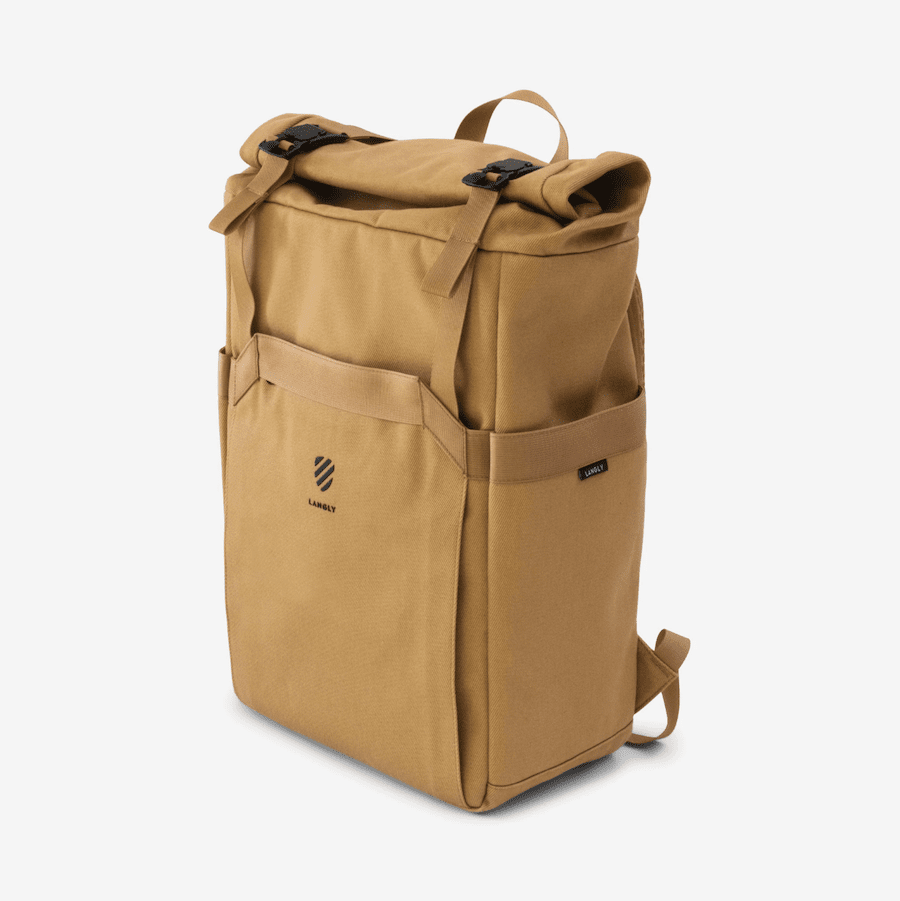 Langly tan colored rugged camera backpack