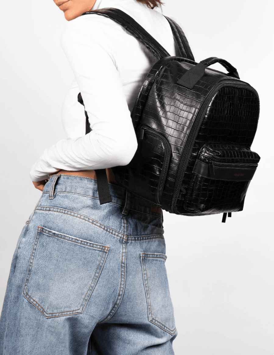Mini and stylish camera backpack for women in black