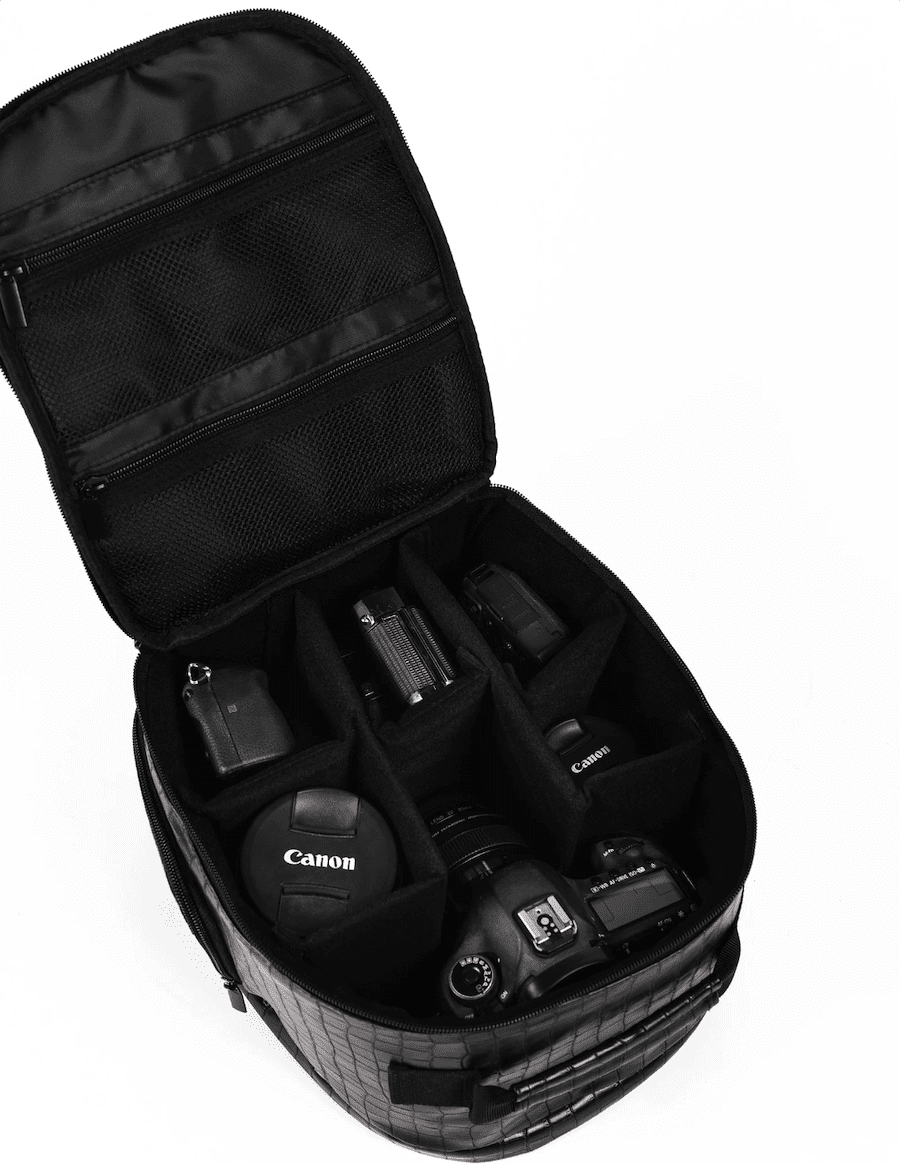 Mini and stylish camera backpack for women in black