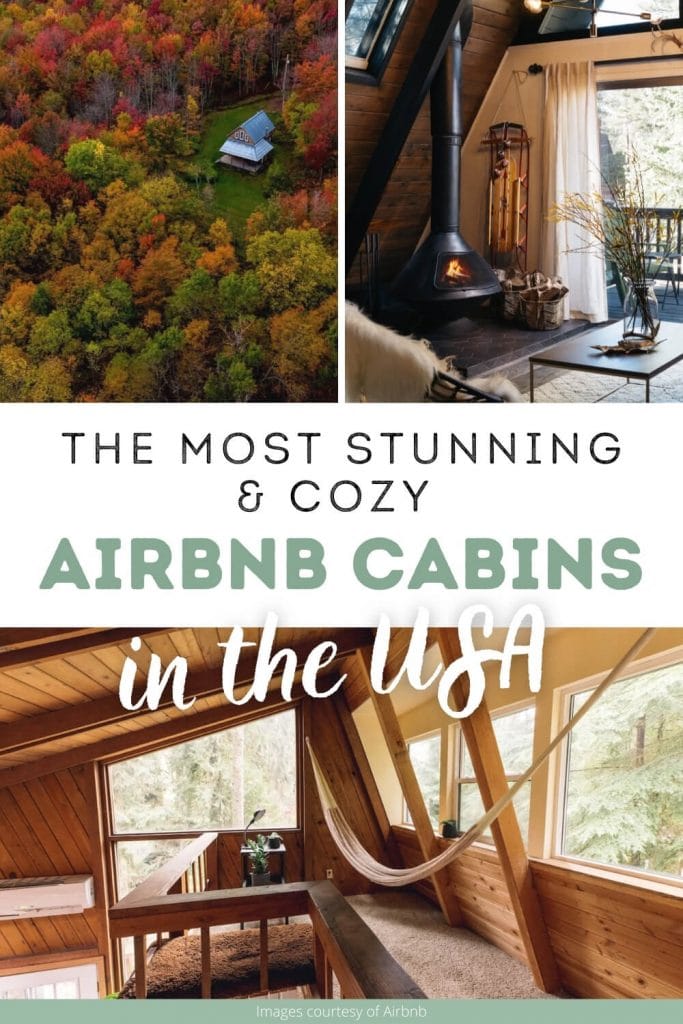 Best cozy cabin Airbnbs pin cover