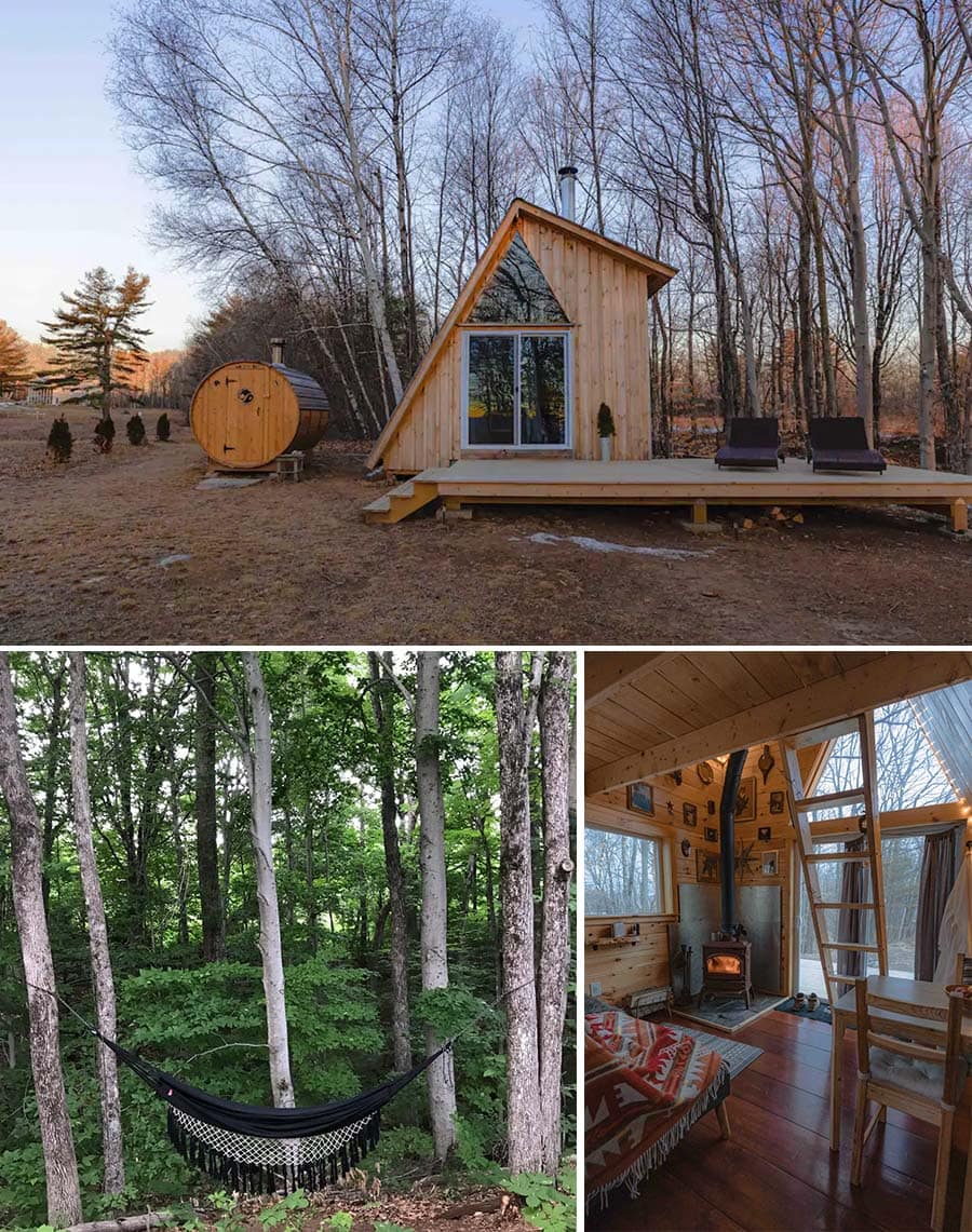 G-frame New Hampshire cabin Airbnb in the woods