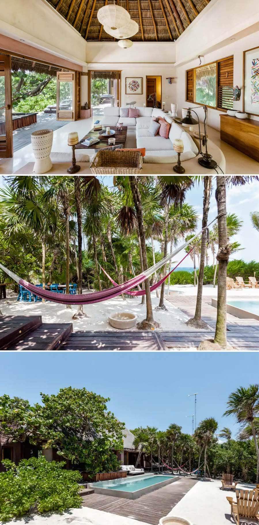 Best Airbnbs in Tulum - Luxury villa with hammocks and pool