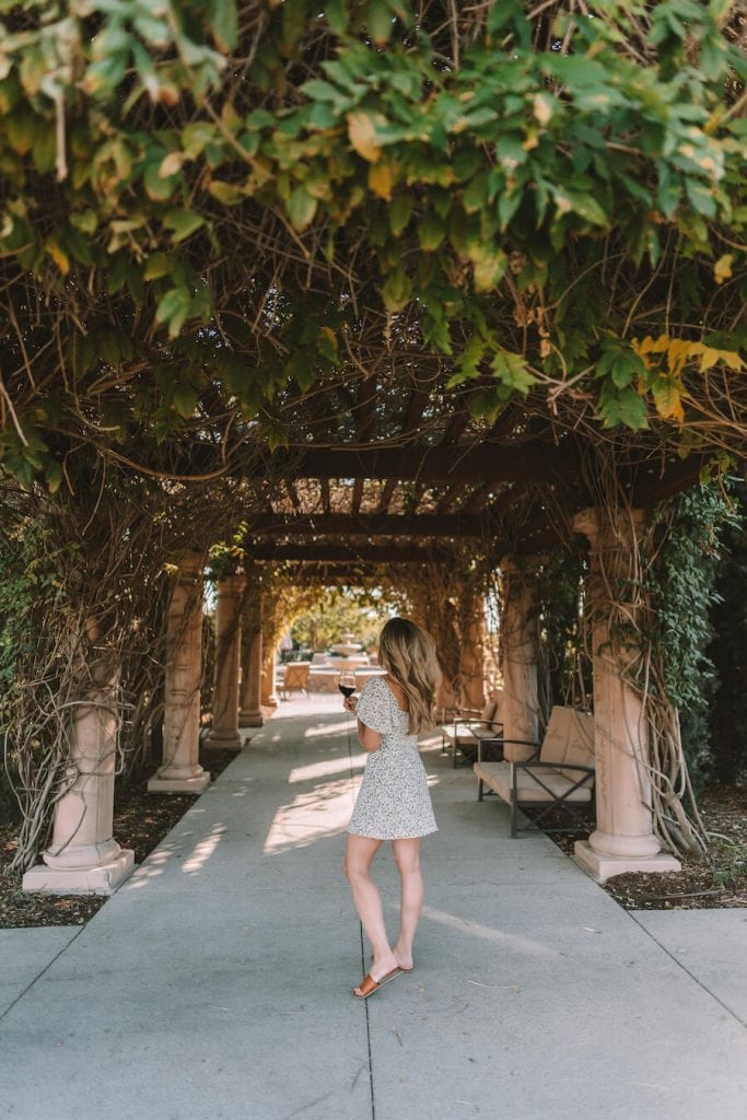 Michelle Halpern in the walkway at Lorimar Winery