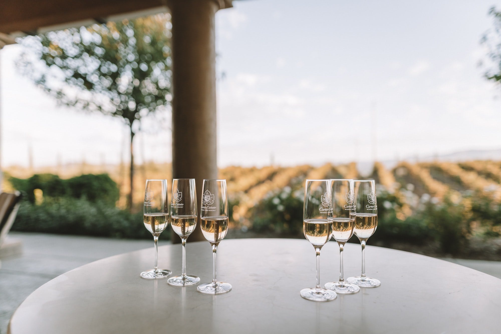 Sparkling wine glasses Sparkling wine glasses at Carter Estate Winery