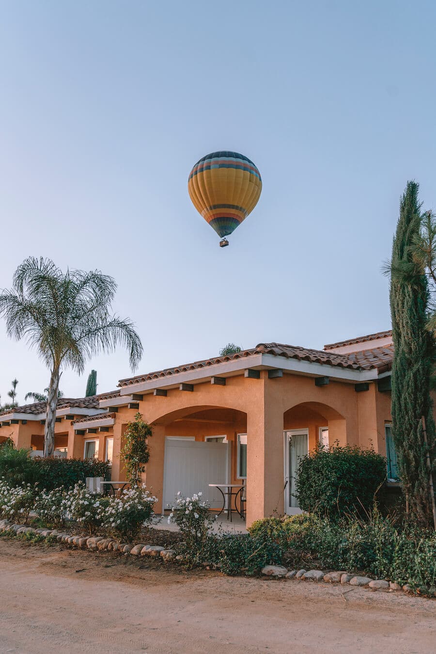 Hot air balloon flying over Carter Estate Winery