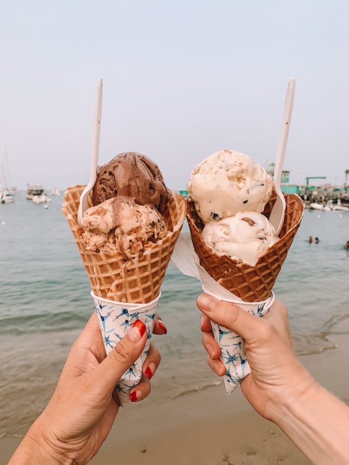 two ice cream cones from Lloyd's of Avalon, Catalina