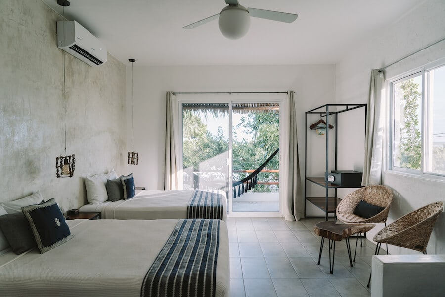 Hotel Aires guest room at Bacalar Lagoon