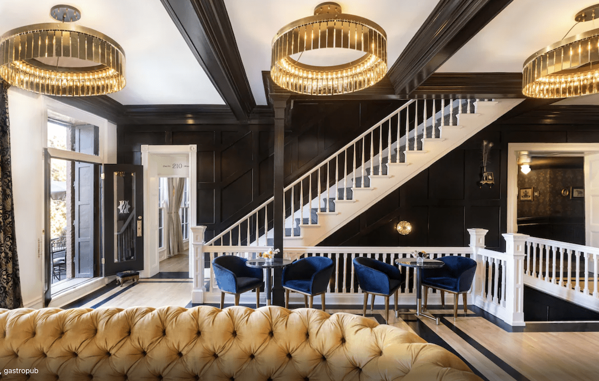 Ornate communal area at the National Exchange Hotel, Nevada City