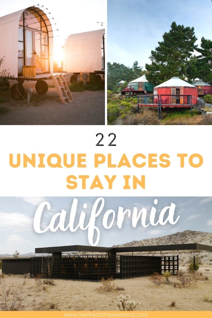 Unique places to stay in California blog post pin cover