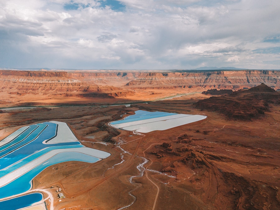 Drone shot of the Potash Ponds