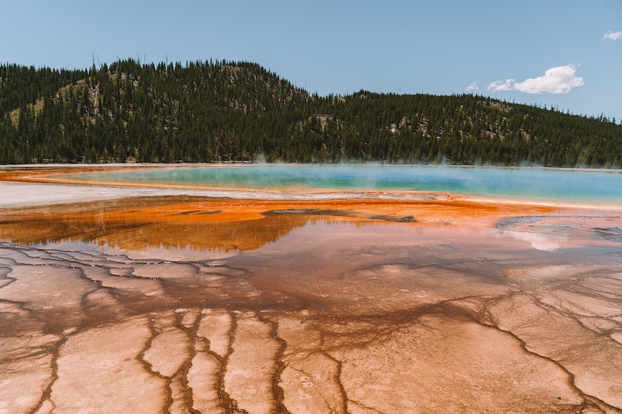 what to see in Yellowstone - beautiful colors and textures at Grand Prismatic Spring