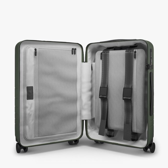Monos carry on luggage with laptop compartment interior