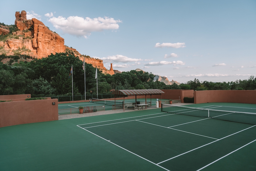 The tennis court at Enchantment Resort