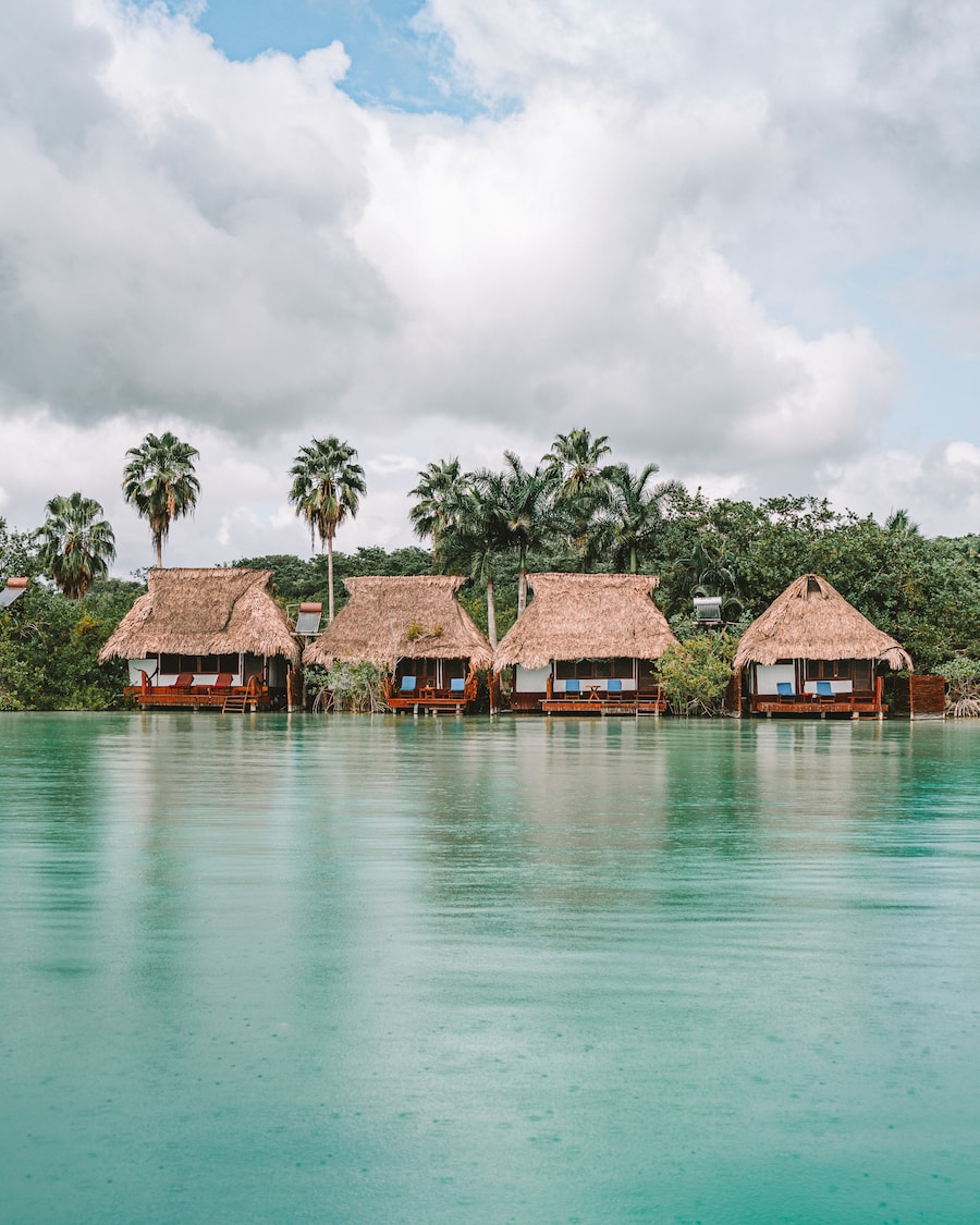 Overwater bungalows in Mexico
