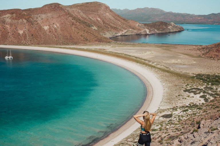 Michelle Halpern overlooking lagoon in Mexico
