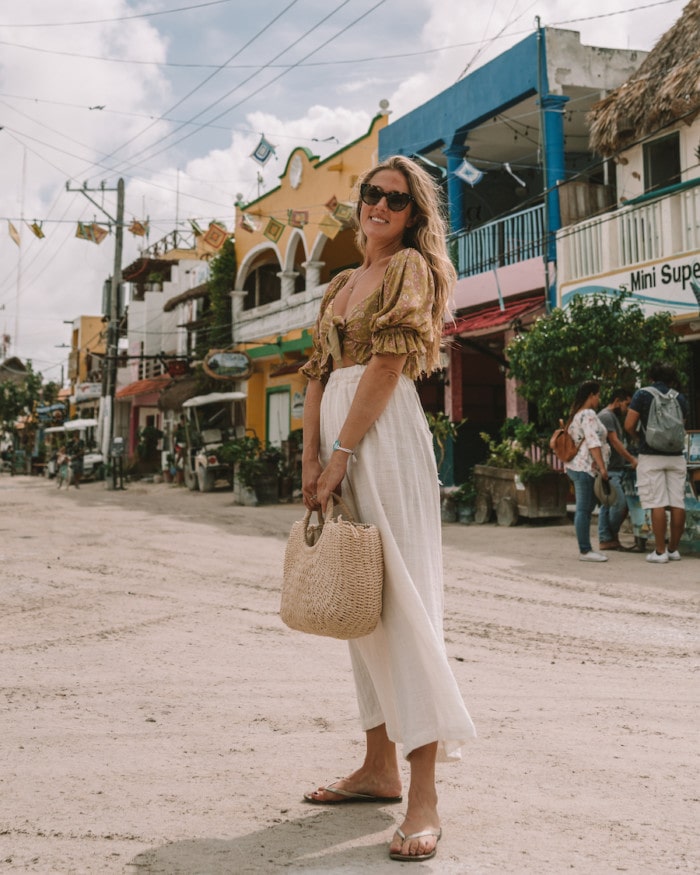 Michelle Halpern in Sayulita, Mexico posing for Mexico travel tips blog