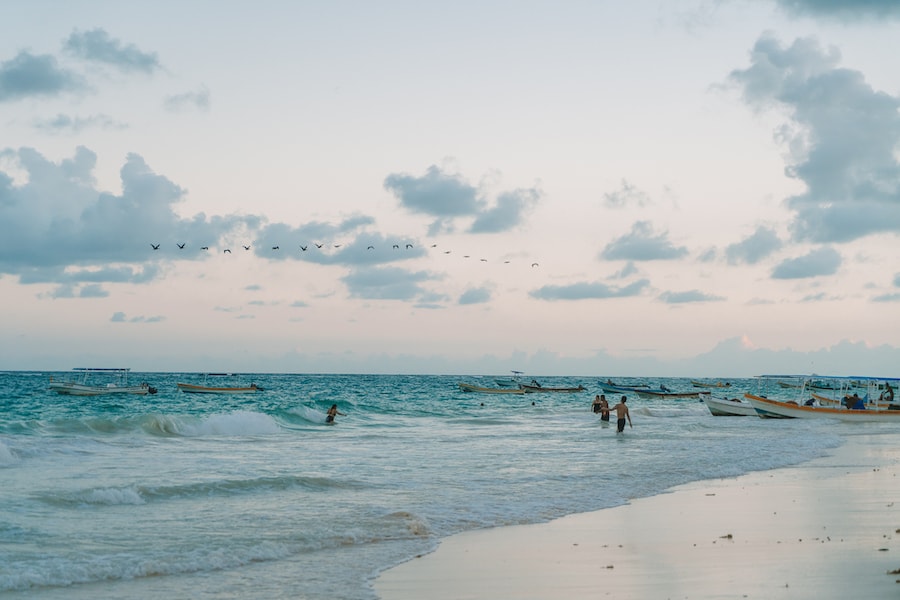 The beach at sunset in Tulum, Mexico travel tips