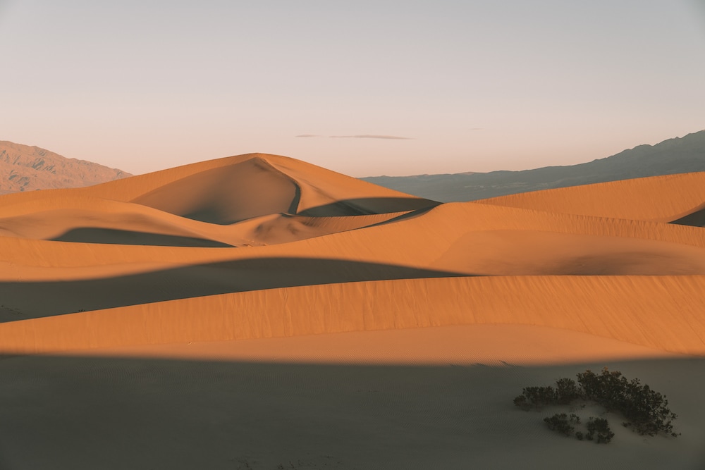 Death Valley in winter sand dunes