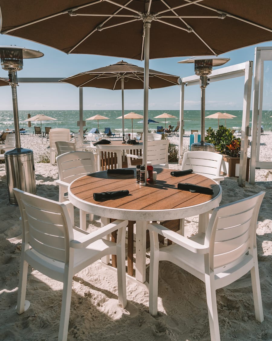 Beachside dining at the Turtle Club in Naples, FL