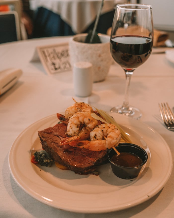 Surf and turf served on the Naples Princess