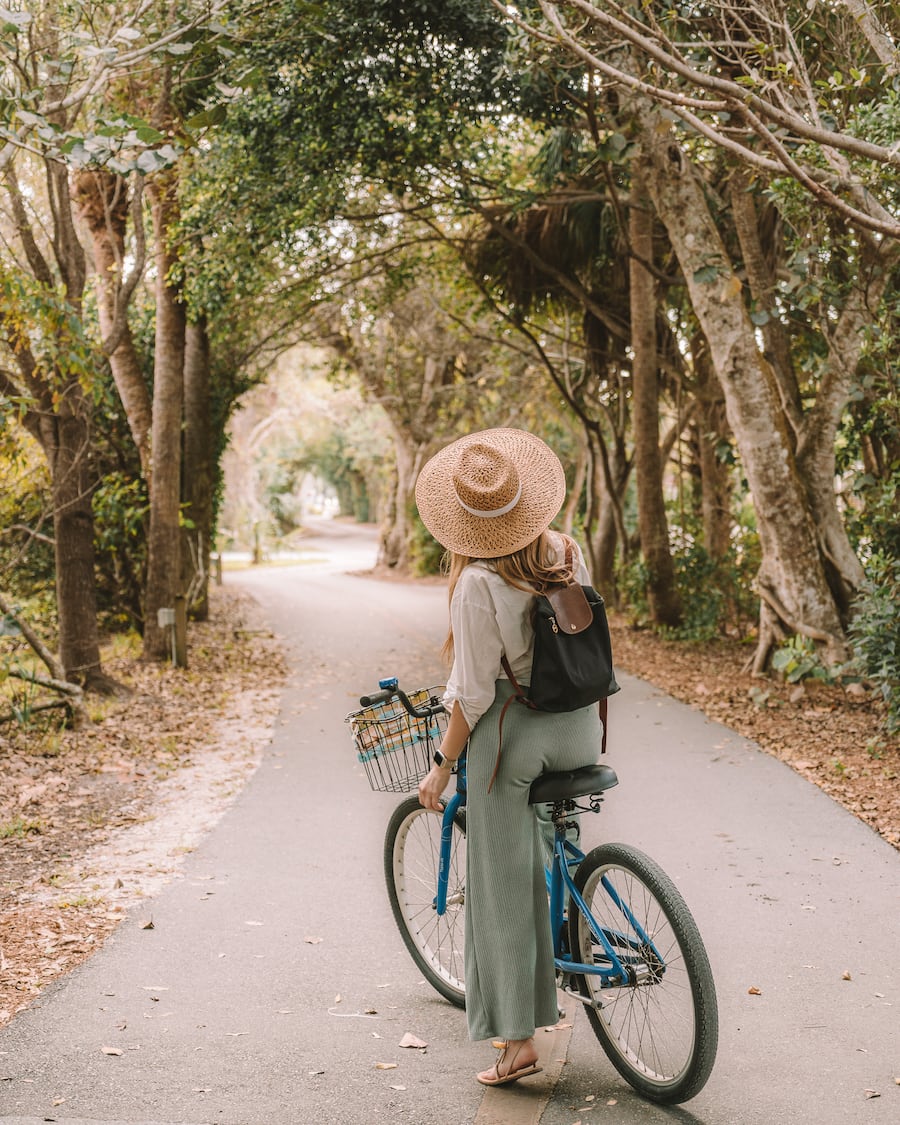 Michelle Halpern riding bikes along Sanibel Island bike trails