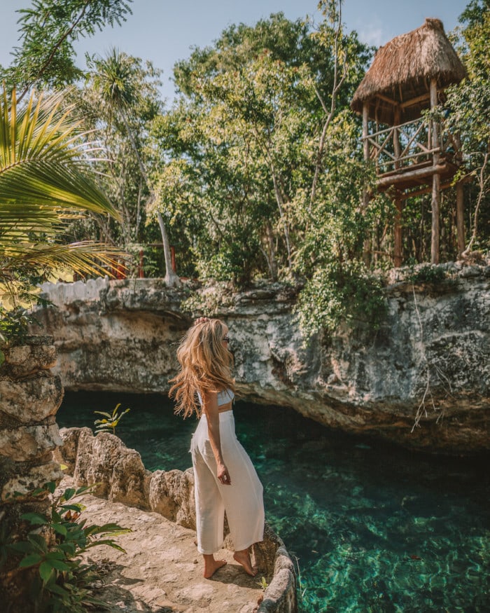 Michelle Halpern at Casa Las Tortugas cenote on a trip to Tulum