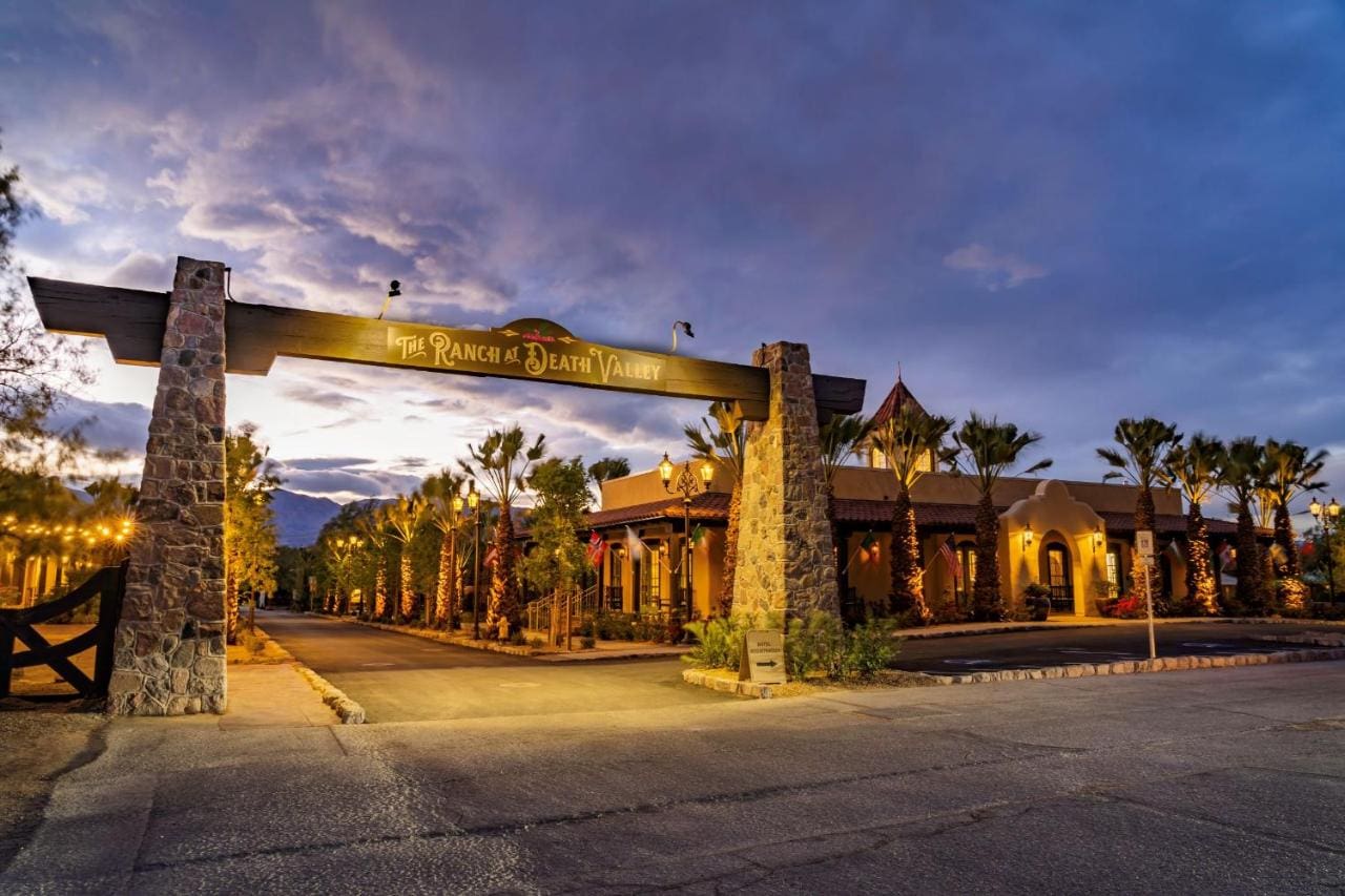 The Ranch at Death Valley sign at dusk