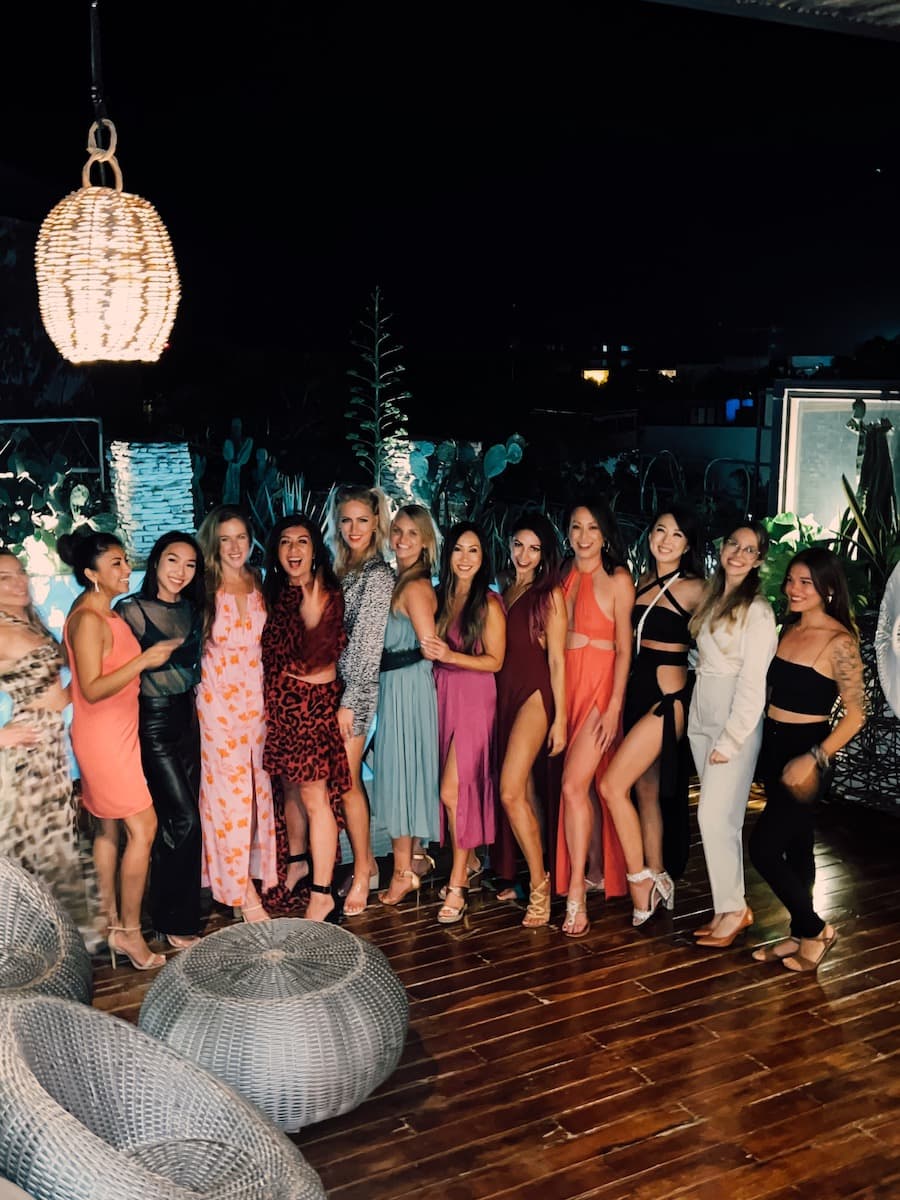 Group photo on a girls trip to Tulum