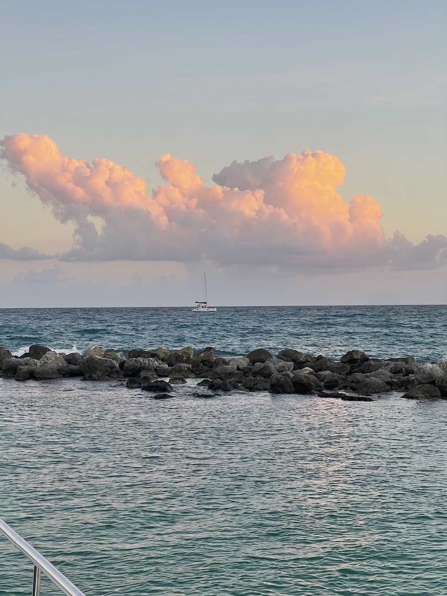 Sunset from a yacht in Tulum