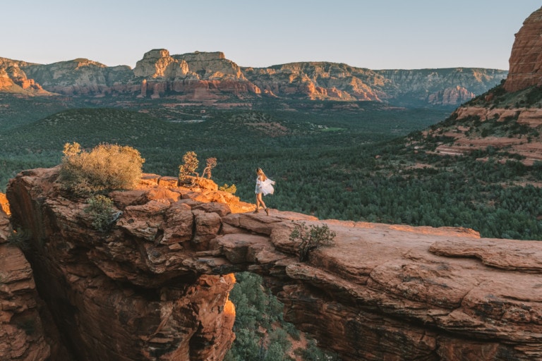 Michelle Halpern at Devil's Bridge in Sedona on an Arizona road trip