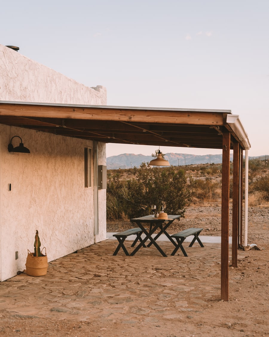 Patio of El Rancho in Joshua Tree