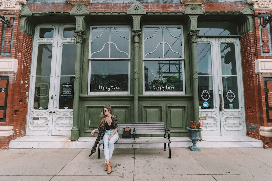 Michelle Halpern on steps in Galveston