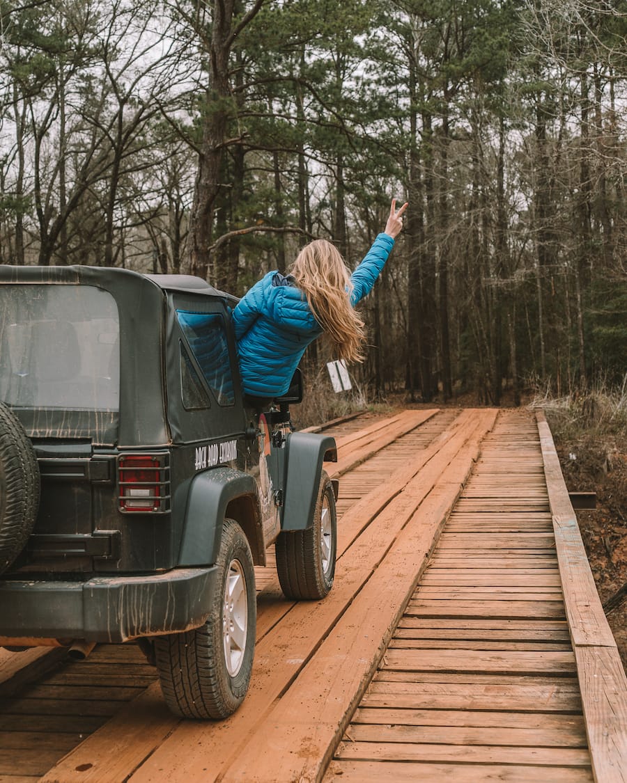 Michelle Halpern in jeep for weekend getaways from Houston blog