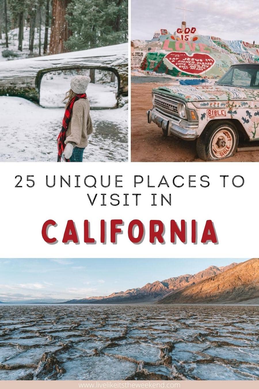 Unique places to visit in California pin cover