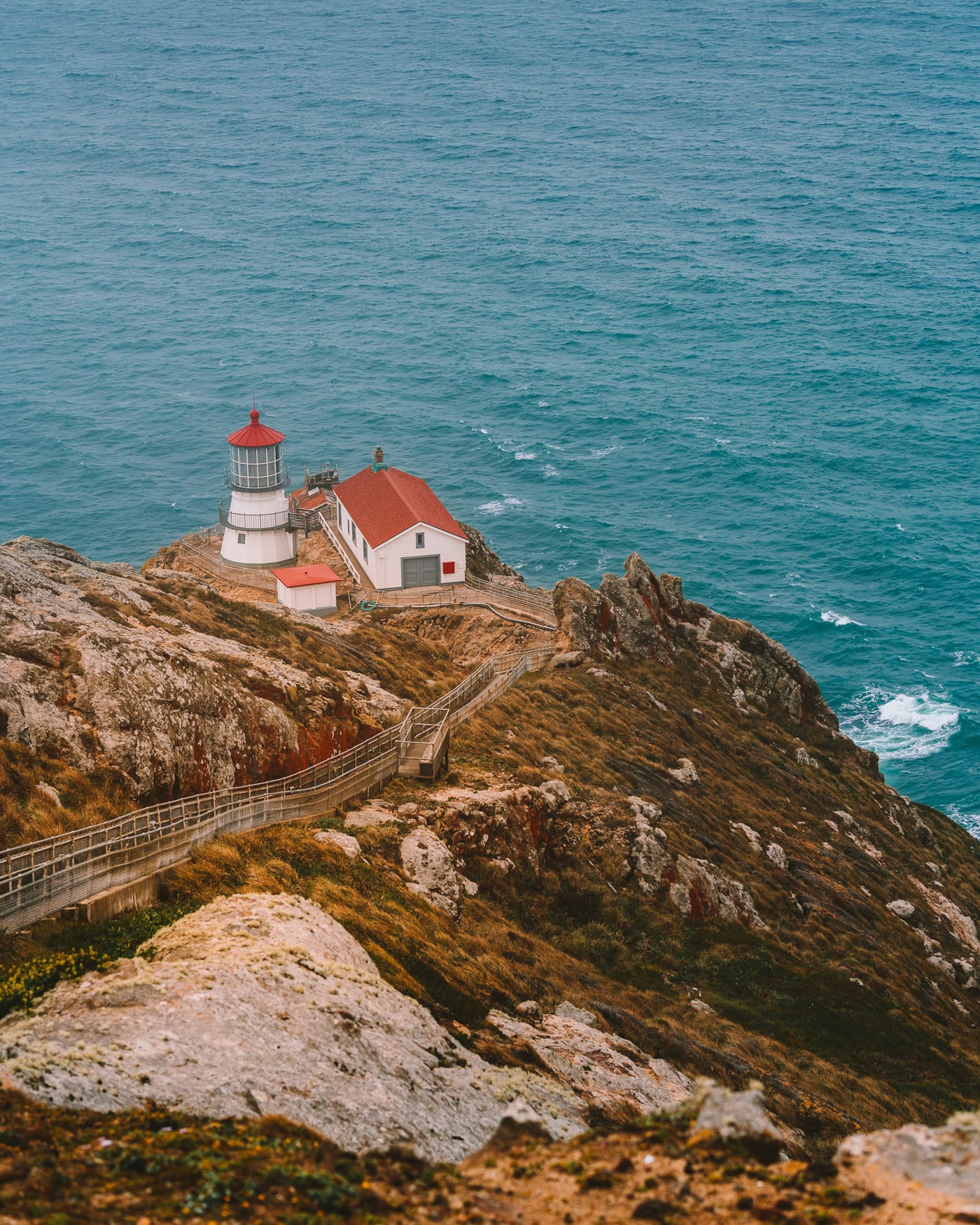 Point Reyes Lighthouse view in California in spring