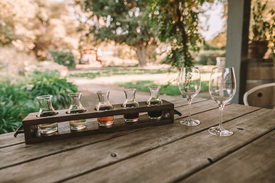 Wine tasting flight in Santa Ynez Valley