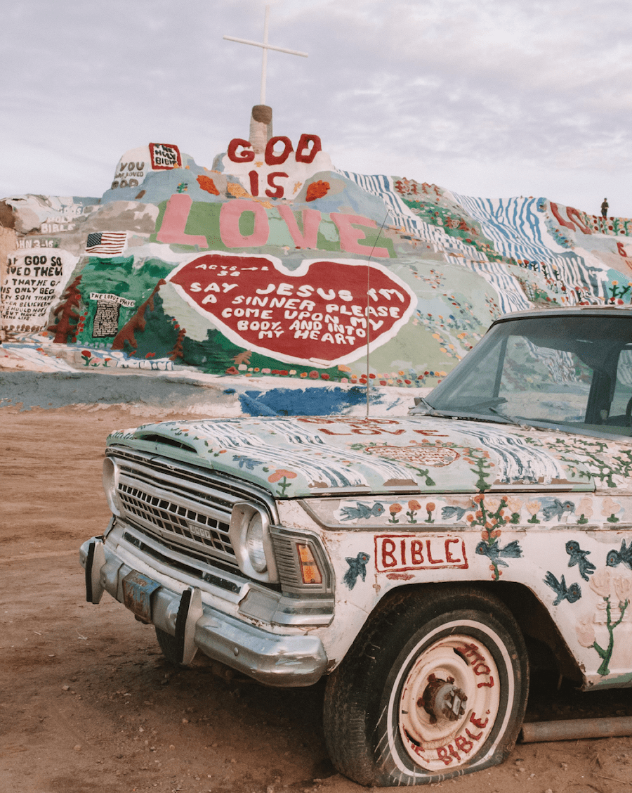 Salvation Mountain for unique places to visit in California